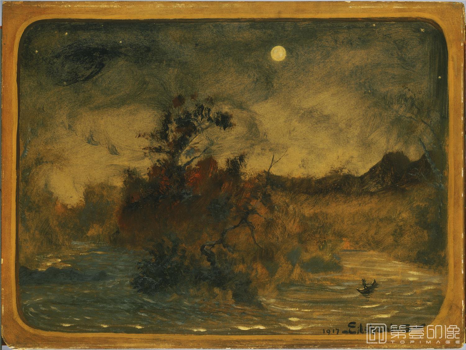 油画-美国菲利普美术馆-Louis Eilshemius–The Dream (1)-389